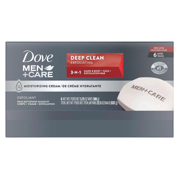 Dove Men + Care Deep Clean Body + Face Bars, Purifying Grains, 3.75 oz, 6 Ct - Premium Soaps from Visit the DOVE MEN + CARE Store - Just $14.99! Shop now at Handbags Specialist Headquarter