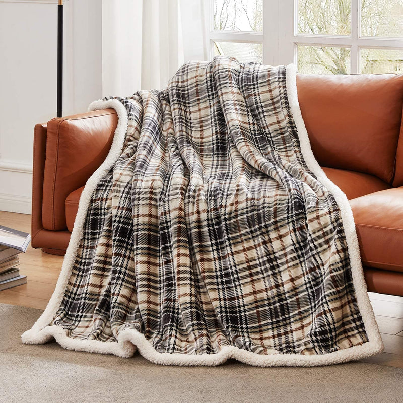 Touchat Sherpa Plaid Throw Blanket, Fuzzy Fluffy Cozy Soft Blanket, Fleece Flannel Plush Twin Size Microfiber Blanket for Couch Bed Sofa (60" X 70", Plaid Brown) - Premium BLANKETS AND BEDDING from Visit the Touchat Store - Just $26.99! Shop now at Handbags Specialist Headquarter