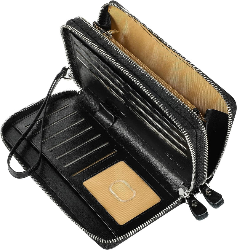 Lavemi Women's RFID Blocking 100% Leather Large Capacity Zip Around Wallet Phone Holder Clutch Travel Purse Wristlet - Premium Wristlets from Visit the Lavemi Store - Just $39.99! Shop now at Handbags Specialist Headquarter