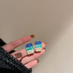 Silver Needle Colorful Oil Dripping Geometric Earrings Korean Minority Design Fashion Earrings Retro Temperament Simple Earrings - Premium Earrings from eprolo - Just $14.99! Shop now at Handbags Specialist Headquarter
