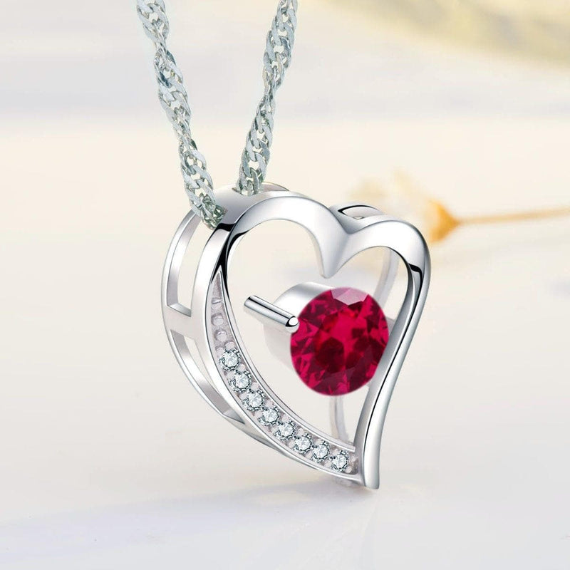 Emma Manor 14K White Gold Plated Forever Lover Heart Pendant Necklace For Women - Premium WOMEN NECKLACES from Emma Manor - Just $28.99! Shop now at Handbags Specialist Headquarter