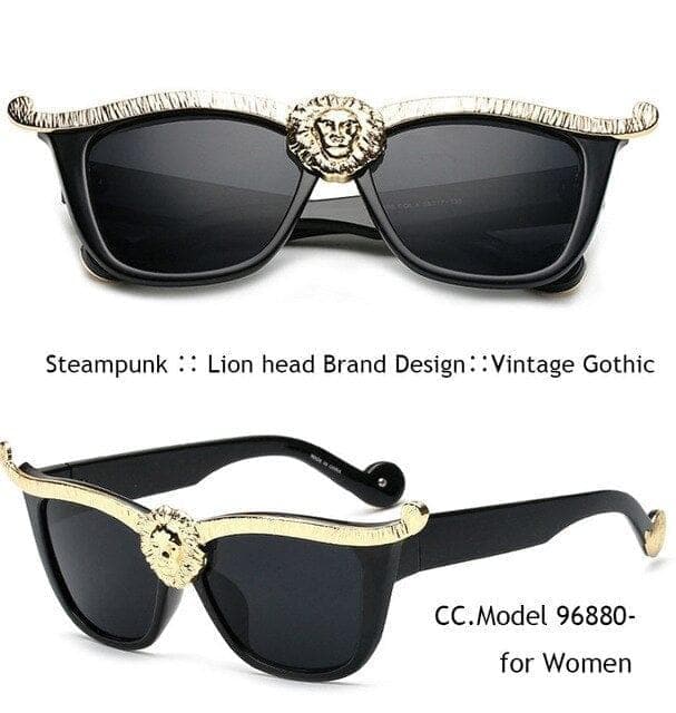 Steampunk Sunglasses Men Gold 3D Lion Head Brand Designer Oversized Glasses Women Hipster Gothic Couple outfit - Premium Men Sunglasses from eprolo - Just $16.12! Shop now at Handbags Specialist Headquarter