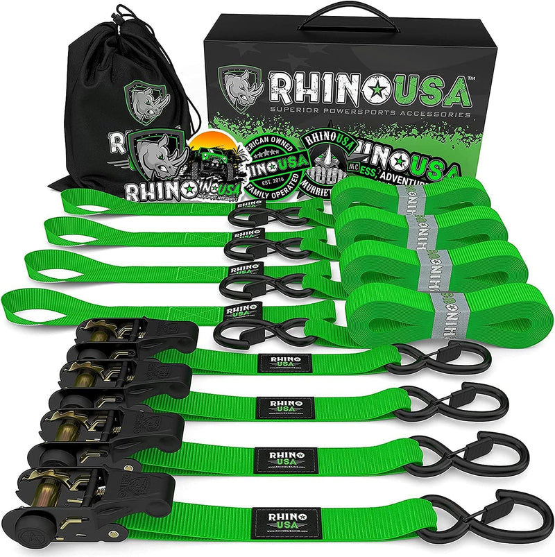 Rhino USA Ratchet Tie Down Straps (4PK) - 1,823lb Guaranteed Max Break Strength, Includes (4) Premium 1" x 15' Rachet Tie Downs with Padded Handles. Best for Moving, Securing Cargo (Black 4-Pack) - Premium Auto Accessories from Visit the Rhino USA Store - Just $62.99! Shop now at Handbags Specialist Headquarter