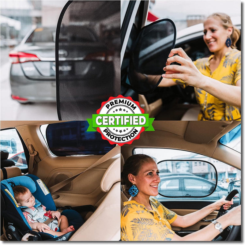 kinder Fluff Car Window Shade (4Pack)-The Only Certified Car Window Sun Shade for Baby Proven to Block 99.95% UVR - Mom's Choice Gold Award Winning - Car Seat Sun Protection - Premium AUTO from Visit the kinder Fluff Store - Just $23.99! Shop now at Handbags Specialist Headquarter