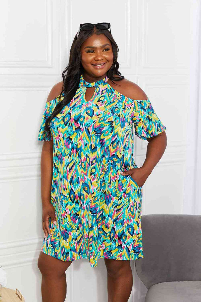 Sew In Love Full Size Perfect Paradise Printed Cold-Shoulder Dress - Premium Dresses from Trendsi - Just $45! Shop now at Handbags Specialist Headquarter