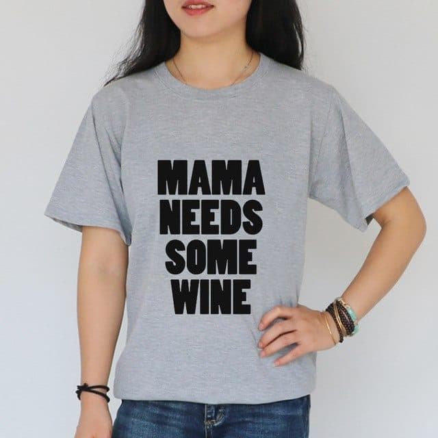 Mama Needs Some Wine T-Shirt Women's  Letter Print Fashion Tops T Shirt - Premium Women's T Shirt from eprolo - Just $19.18! Shop now at Handbags Specialist Headquarter
