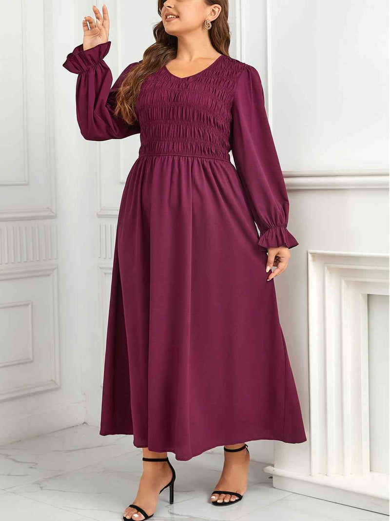 Plus Size Flounce Sleeve Smocked Maxi Dress - Premium Dresses from Trendsi - Just $41! Shop now at Handbags Specialist Headquarter