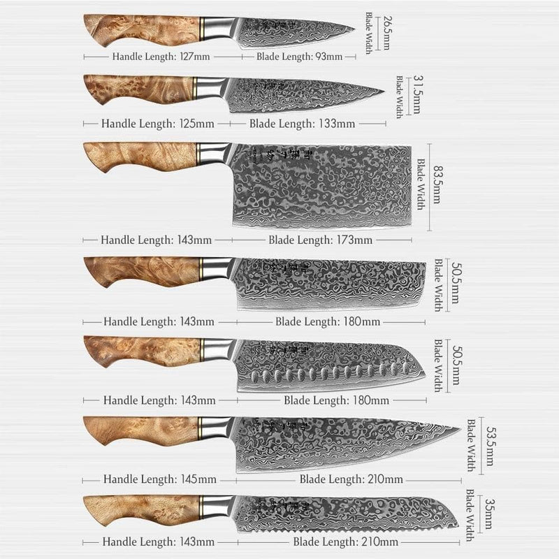 HEZHEN 1-7PC Kitchen Knife Set Professional Damascus Steel Chef Bread Paring Santoku Sharp Nakiri Cook Knife Kitchen Knife - Handbags Specialist Headquarter