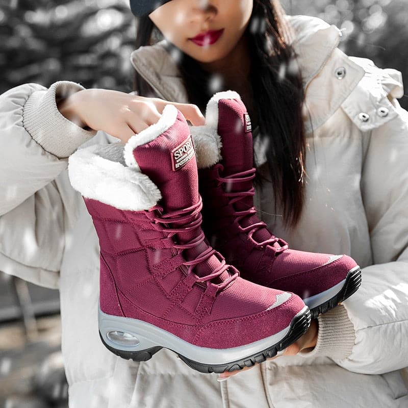 Moipheng Women Boots Winter Keep Warm Quality Mid-Calf Snow Boots Ladies Lace-up Comfortable Waterproof Booties Chaussures Femme - Premium Women Boots from . - Just $39.99! Shop now at Handbags Specialist Headquarter
