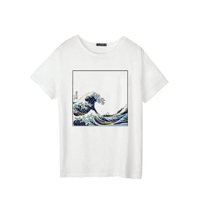 Summer Female Wave Japanese Print Fun Short-sleeved T-shirt Wave O-Neck T-shirt - Premium Women's T Shirt from eprolo - Just $15.24! Shop now at Handbags Specialist Headquarter