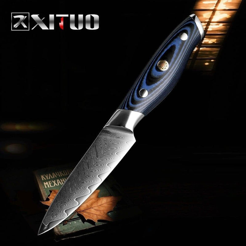 XITUO Damascus Chef Knife Professional Japan Sankotu Cleaver Boning Gyuto Kitchen Knife Cooking Tool Exquisite Plum Rivet Handle - Handbags Specialist Headquarter