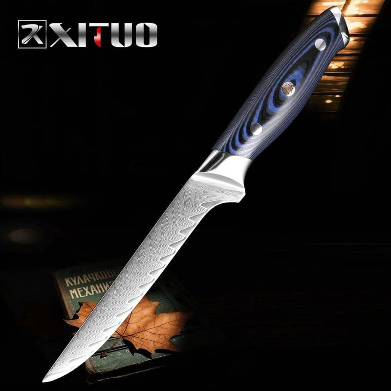 XITUO Damascus Chef Knife Professional Japan Sankotu Cleaver Boning Gyuto Kitchen Knife Cooking Tool Exquisite Plum Rivet Handle - Premium Cook from eprolo - Just $49.22! Shop now at Handbags Specialist Headquarter