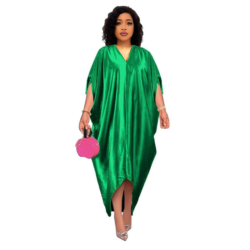 Frühlings-neues afrikanisches Plus-Größen-Muslimisches Frauen-Normallack-Kleid mit V-Ausschnitt 