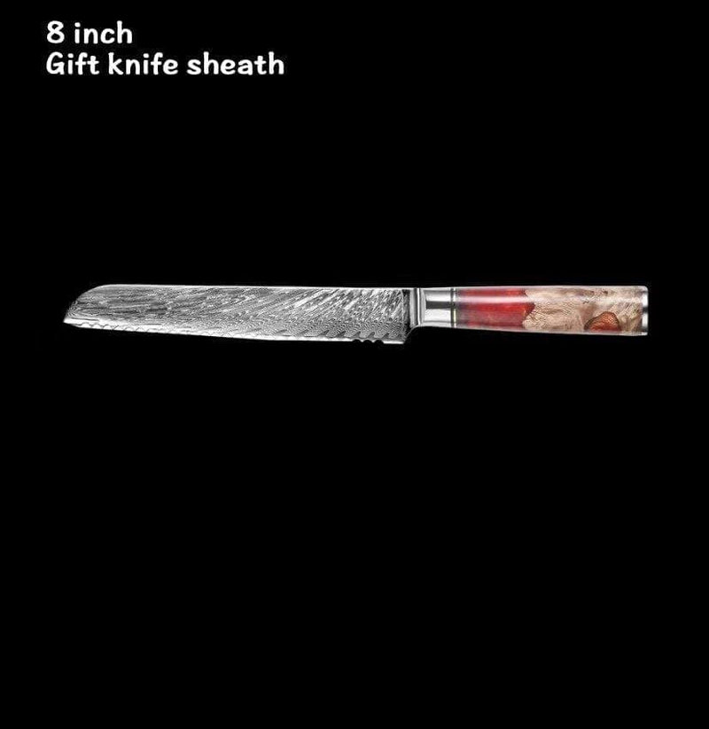 XUANFENG set of vg10 steel kitchen knife brocade machete chef knife bread knife blue resin and color wooden handle kitchen tools - Handbags Specialist Headquarter