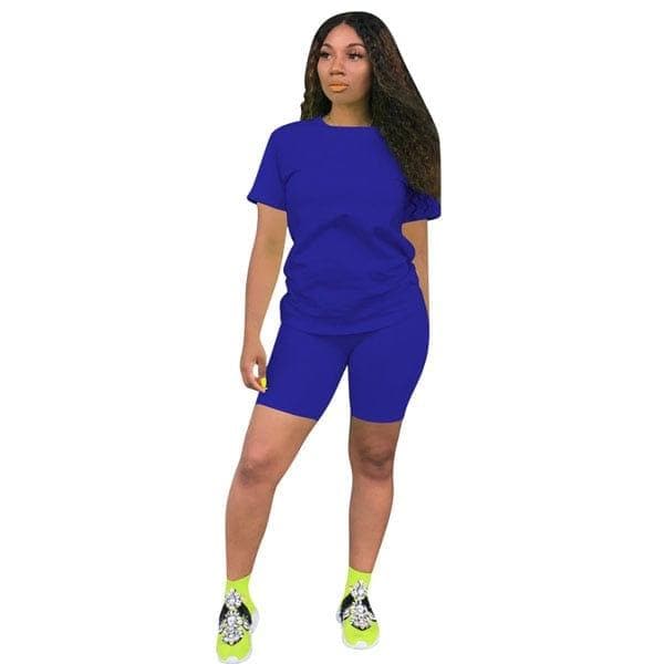 Casual Tracksuit Women Two Piece Set Summer T-Shirts And Shorts sets Solid Color Print Short Sleeve Top Tees Female Suits S-4XL - Handbags Specialist Headquarter