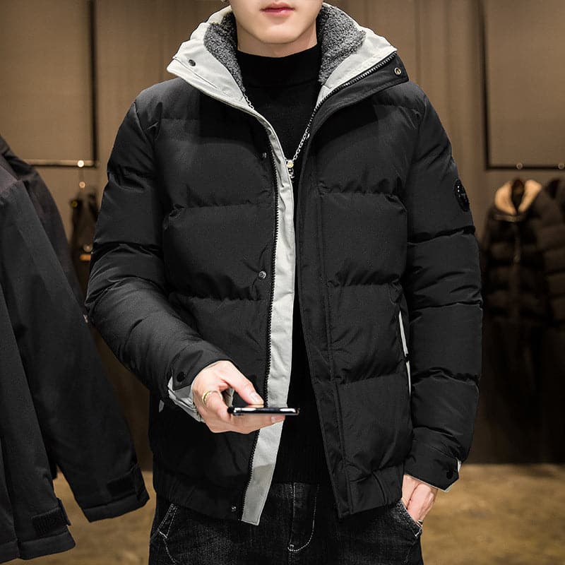 New Style Men's Down Jacket Warm Youth Cotton Jacket Handsome Stand Collar Winter Thickened Cotton Jacket