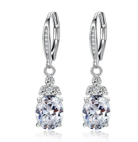 White & Blue Crystal Anti-allergic Copper Zircon Jewelry Drop Earring - Premium earring from eprolo - Just $23.99! Shop now at Handbags Specialist Headquarter