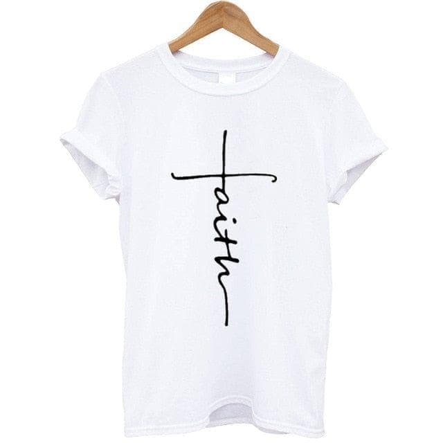The Cross Printed T-shirt Women Short Sleeve Fashion Cotton Casual Summer Tops Jesus Clothes Plus Size - Premium Women's T Shirt from eprolo - Just $19.12! Shop now at Handbags Specialist Headquarter