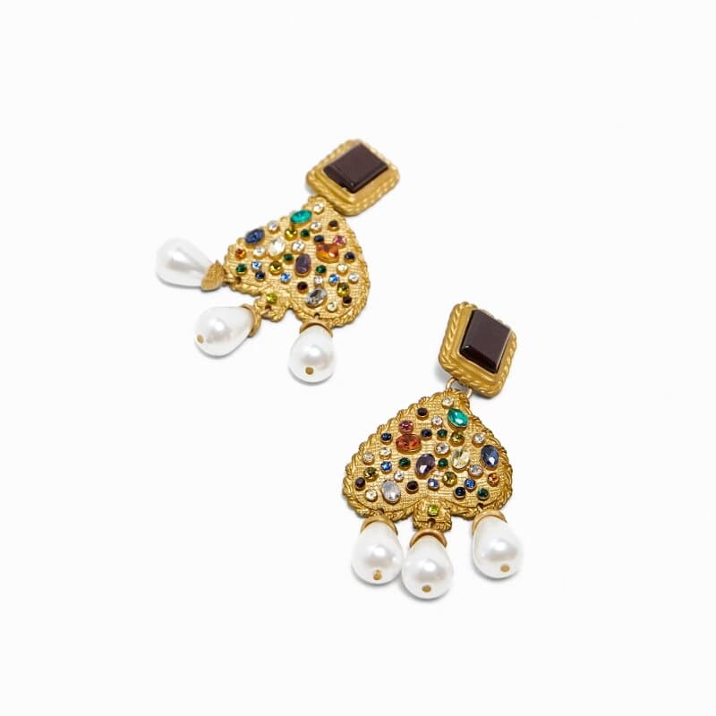 JURAN Vintage Heart Crystal Statement Dangle Earrings Big Black Boho Earrings for Women Ethnic Jewelry Elegant Party Gift - Premium Earrings from eprolo - Just $18.99! Shop now at Handbags Specialist Headquarter