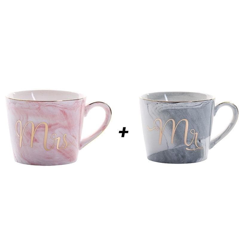 Handpainted Gold Monogram Natural Marble Coffee Mug Mr and Mrs - Premium Cups from eprolo - Just $19.99! Shop now at Handbags Specialist Headquarter