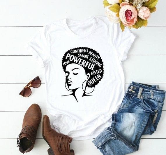 Afro Lady Shirt Women Feminist Tee Girl Power Ladycasual  Tshirt Summer - Premium Women's T Shirt from eprolo - Just $17.66! Shop now at Handbags Specialist Headquarter