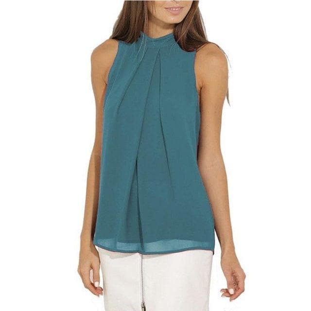 Halter Sleeveless Chiffon Blouse Shirt Womens Tops and Blouses Ladies Tops Blusas Mujer Blusa Feminina Plus Size Women Shirts - Premium Women's T Shirt from eprolo - Just $19.36! Shop now at Handbags Specialist Headquarter