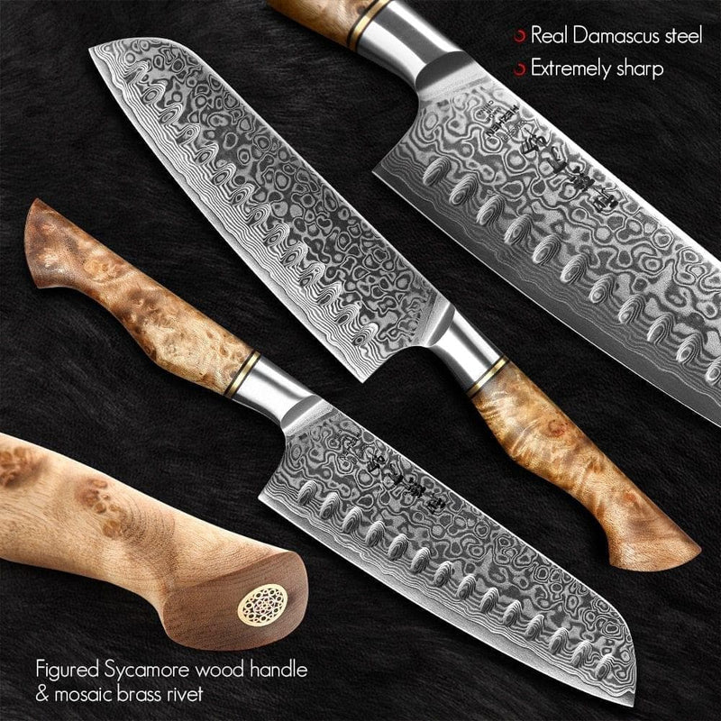 HEZHEN 1-7PC Kitchen Knife Set Professional Damascus Steel Chef Bread Paring Santoku Sharp Nakiri Cook Knife Kitchen Knife - Handbags Specialist Headquarter