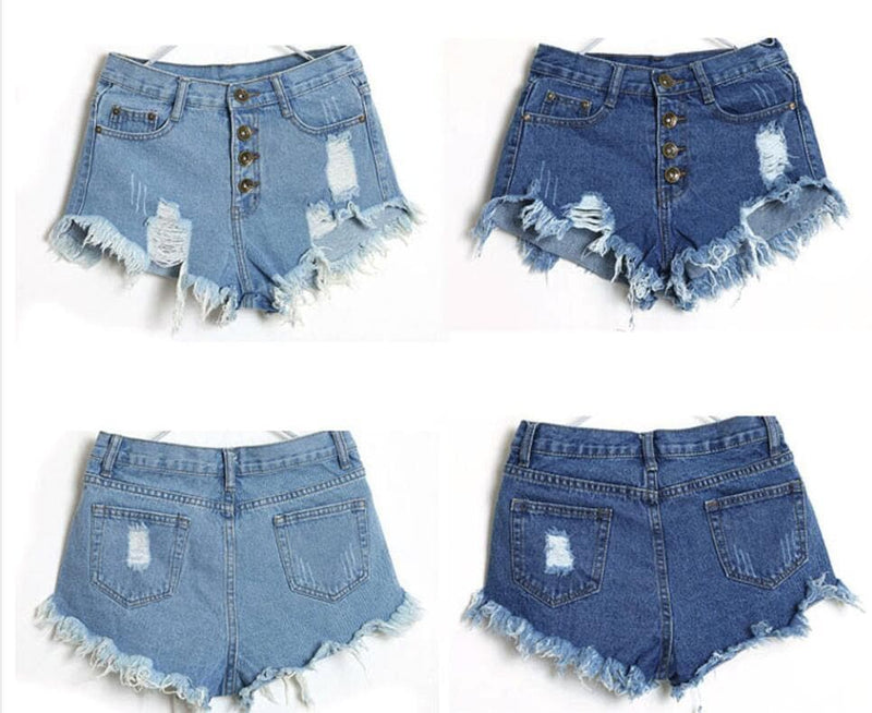 Shorts Women Vintage High Waist Shorts Slim Fit Denim Jeans Shorts Worn Loose Burr Hole Jeans - Premium Women jeans from eprolo - Just $19.52! Shop now at Handbags Specialist Headquarter