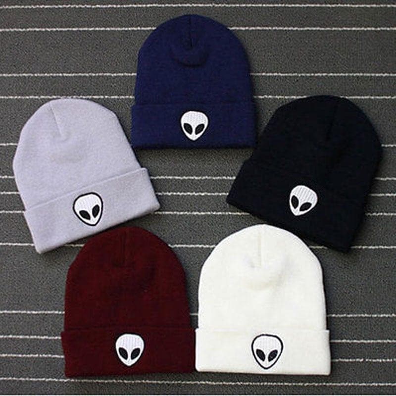 Embroidery Alien Hat Winter Men And Women Cuff Hats Soft Solid Beanies Unisex Warm Knitted Caps Gorros - Premium Men caps from eprolo - Just $18.99! Shop now at Handbags Specialist Headquarter