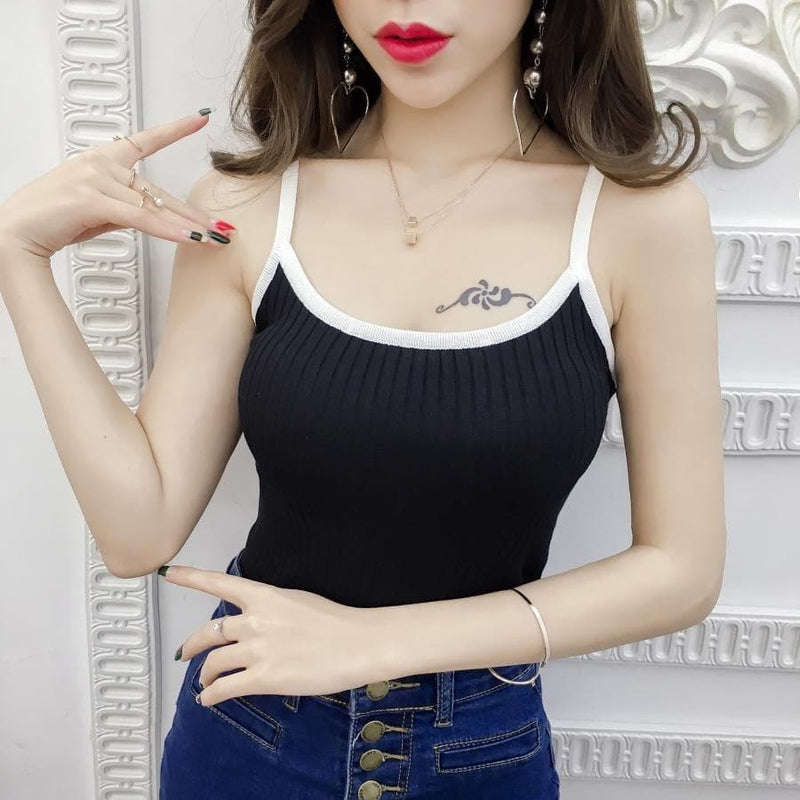 Summer Women Fashion Slim Knitting Striped Camis Tops Girl Knitted Tank Tops Sleeveless Tees Sheath T shirts - Premium Women's T Shirt from eprolo - Just $13.98! Shop now at Handbags Specialist Headquarter