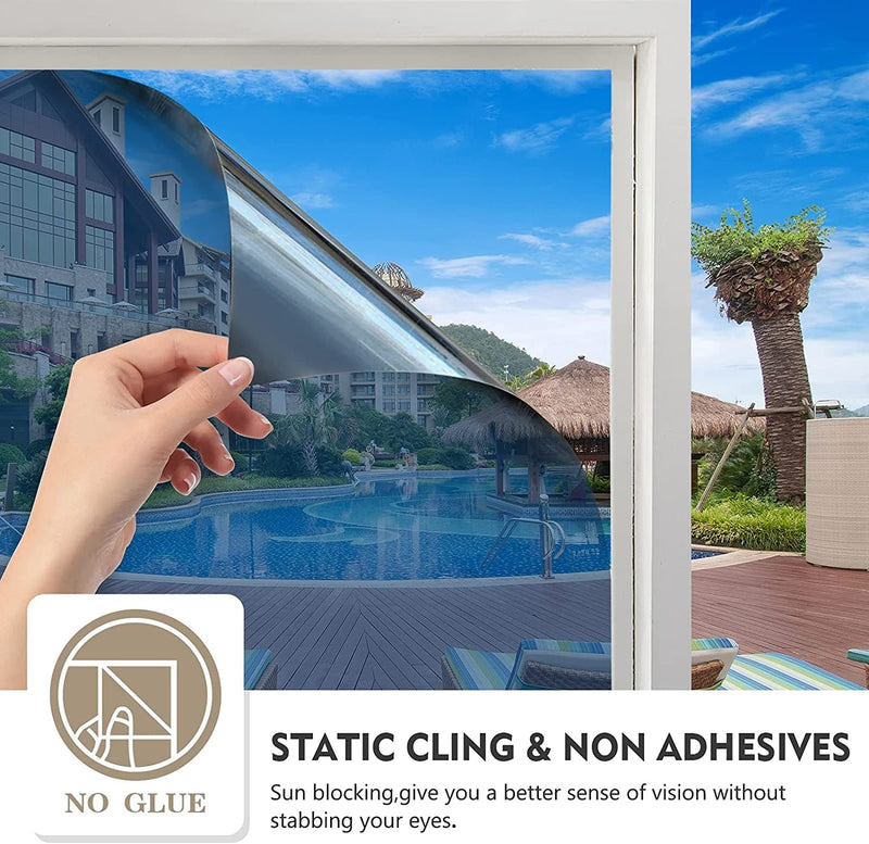 One Way Mirror Window Privacy Film Daytime Anti UV Sun Blocking Heat Control Reflective Window Tint for Home Office Living Room - Premium DECOR from eprolo - Just $11.02! Shop now at Handbags Specialist Headquarter