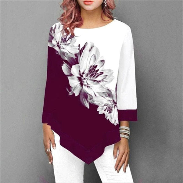New 2020 Shirt Women Spring Summer Floral Printing Blouse 3/4 Sleeve Casual T - shirt - Premium Women's T Shirt from eprolo - Just $19.99! Shop now at Handbags Specialist Headquarter