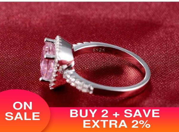 925 Sterling Silver cushion cut zircon Jewelry set Engagement ring stud earring for women gift size 11,12,13 J1099-pink - Premium earring from eprolo - Just $18.99! Shop now at Handbags Specialist Headquarter