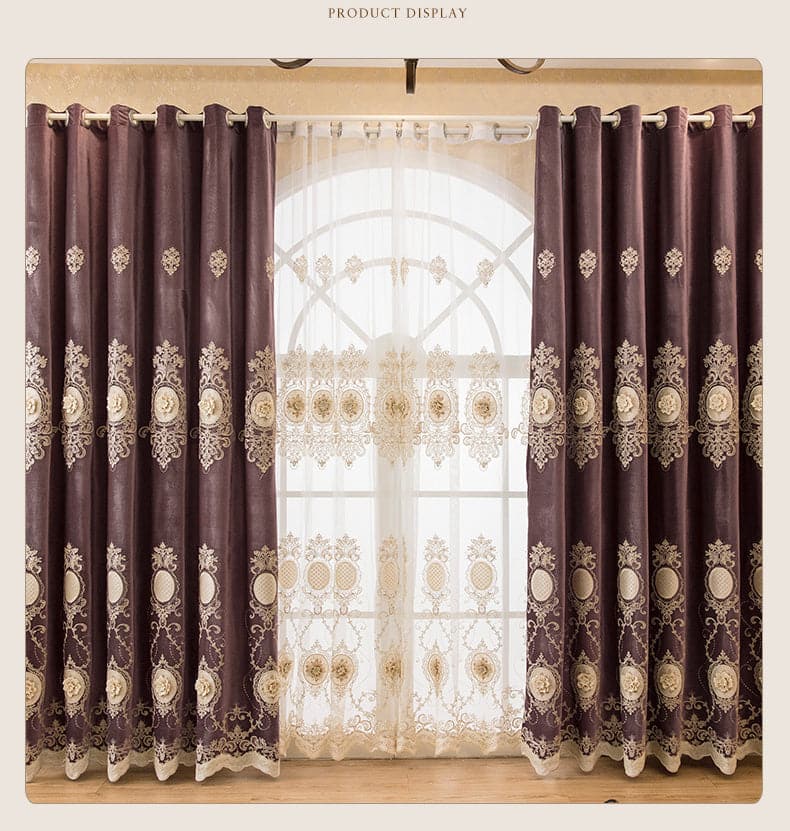 Curtains for Living Dining Room Bedroom Luxury Green Embroidery Rope Embroidery Stacking Beads Embossed Flower - Premium DÉCOR from NewBeelity Store - Just $8.99! Shop now at Handbags Specialist Headquarter