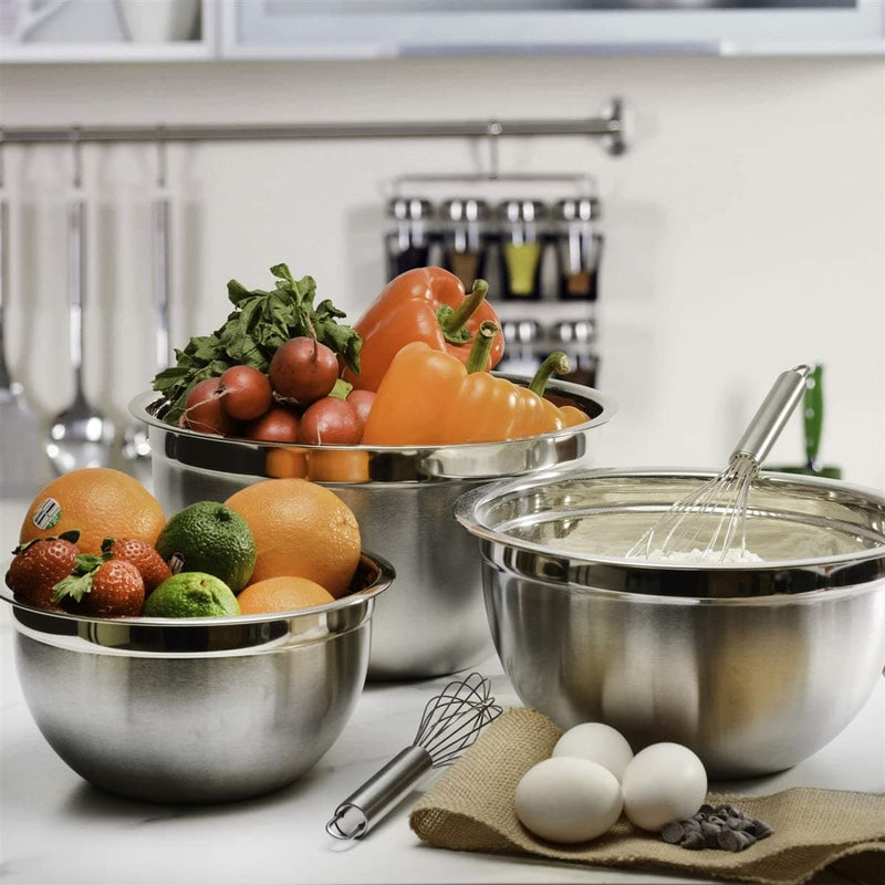 6Pcs Stainless Steel Bowls Set 1.5-5L Capacity Nesting Mixing Bowl Kitchen Cooking Salad Bowls Vegetable Food Storage Container - Premium  from eprolo - Just $49.28! Shop now at Handbags Specialist Headquarter