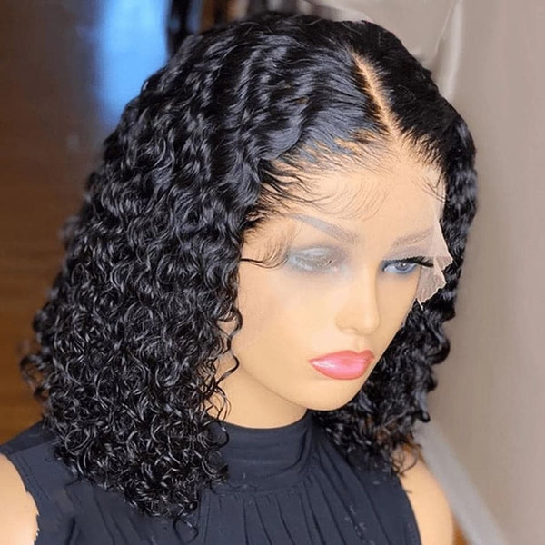Brazilian Short Curly Bob Lace Front Human Hair Wigs PrePluck With Baby Hair Deep Wave Frontal Wig For Women Water Wave Lace Wig - Premium Women from eprolo - Just $69.44! Shop now at Handbags Specialist Headquarter