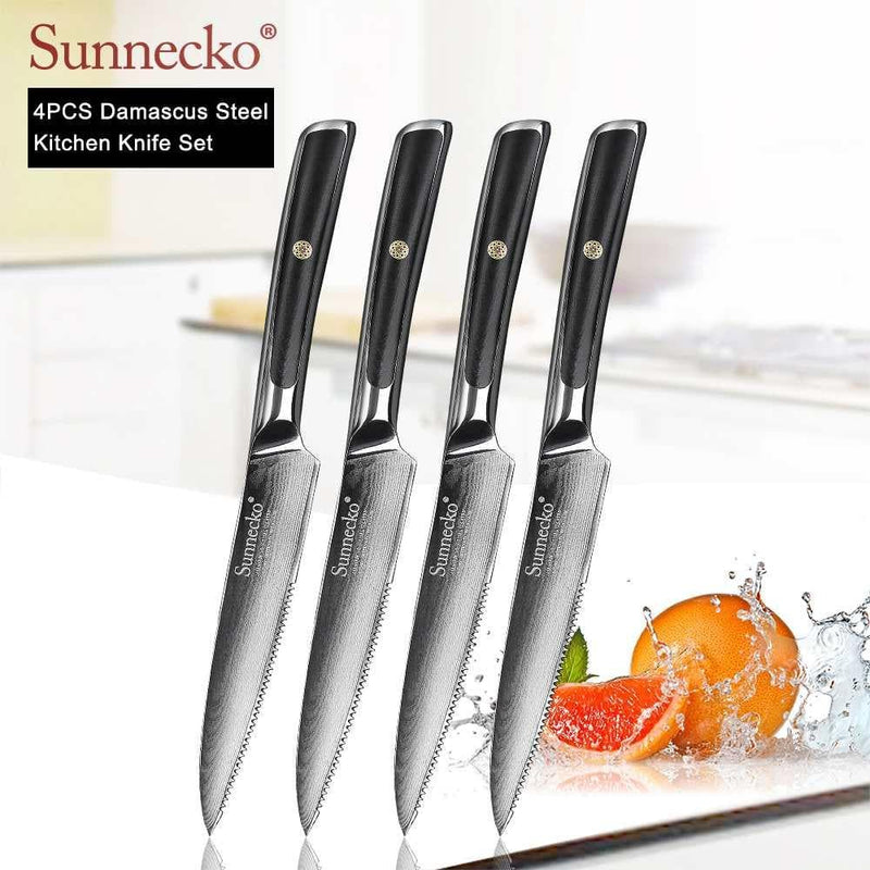 SUNNECKO Damascus Chef Utility Bread Paring Santoku Steak Knife Japanese VG10 Steel G10 Handle Meat Cutting Kitchen Knives Set - Premium Cook from eprolo - Just $102.98! Shop now at Handbags Specialist Headquarter