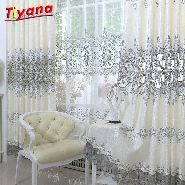 Drapes In Living Room Luxury Gray Curtains with Embroidery for Bedroom Livingroom Window Treatment Sheer Tulle Curtains WP147*WS - Premium DECOR from eprolo - Just $11.90! Shop now at Handbags Specialist Headquarter