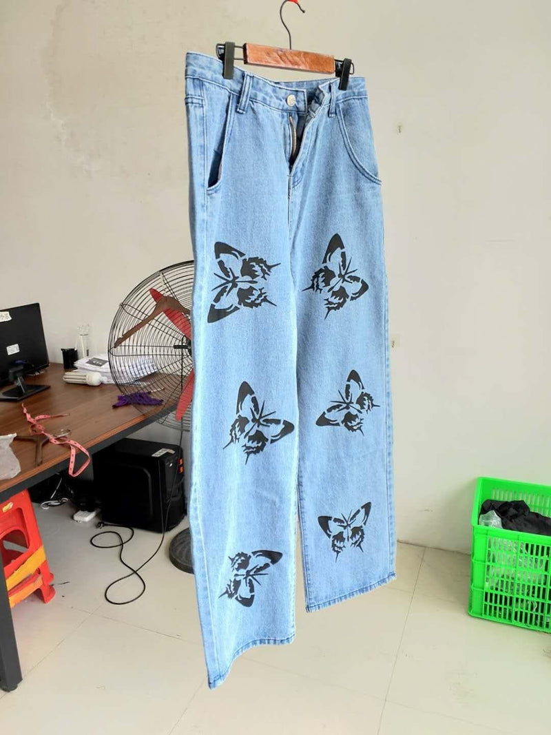 SHENGPALAE 2020 New Summer Vintage Jeans Woman Long Trousers Cowboy Female Loose Streetwear Butterfly Print Pants ZA4110 - Premium Women jeans from eprolo - Just $39.46! Shop now at Handbags Specialist Headquarter