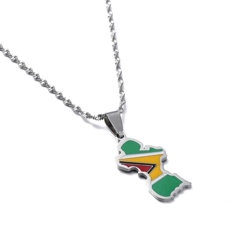 Guyana Map Flag Pendant Necklace Women Girls Guayana Jewelry Republic of Guyana - Premium Necklace from eprolo - Just $19.99! Shop now at Handbags Specialist Headquarter