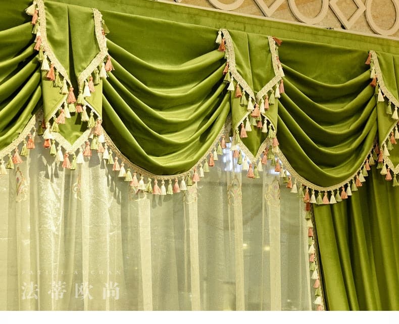American Curtains for Living Room Bedroom Neoclassical Flannel EuropeanCurtain Head Green Finished Product Customization - Premium DECOR from eprolo - Just $14.35! Shop now at Handbags Specialist Headquarter