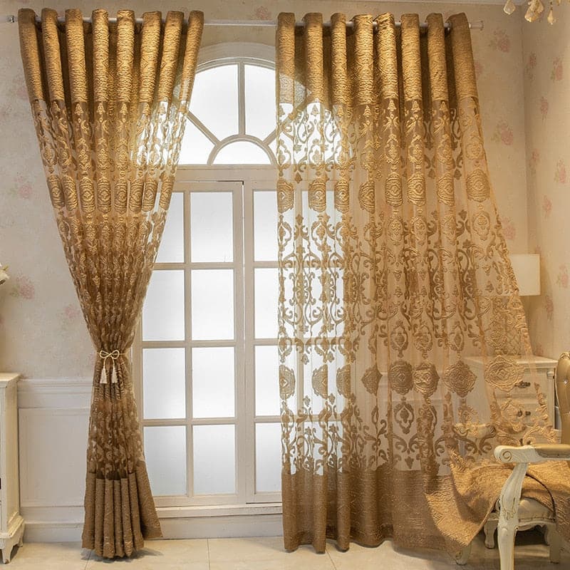 Curtains for Living Dining Room Bedroom Custom Luxury Hollow Embossed Embroidery Door Window Curtain Room Decor - Premium DECOR from eprolo - Just $22.95! Shop now at Handbags Specialist Headquarter
