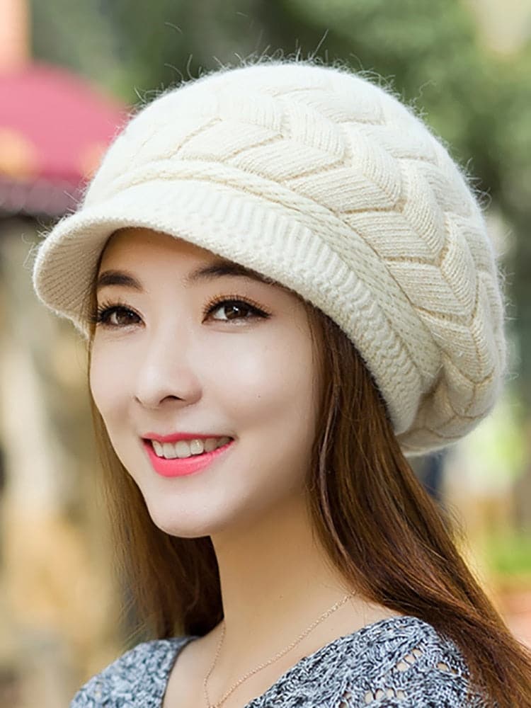 Women's Hats Winter Warm Knitted Hat Rabbit Hair Double Layer Plus Velvet Cap Visor Beanies For Women Casual - Premium Hats and headware from Suhuanyue Stylish Store - Just $19.99! Shop now at Handbags Specialist Headquarter