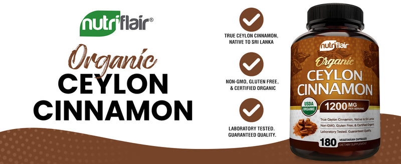 NutriFlair Organic Ceylon Cinnamon (100% Certified ) 1200mg per Serving, 120 Capsules - Joints, Inflammatory, Antioxidant, Glucose Metabolism Support- 120 Count (Pack of 1) - Premium Health Care from Visit the NutriFlair Store - Just $32.99! Shop now at Handbags Specialist Headquarter