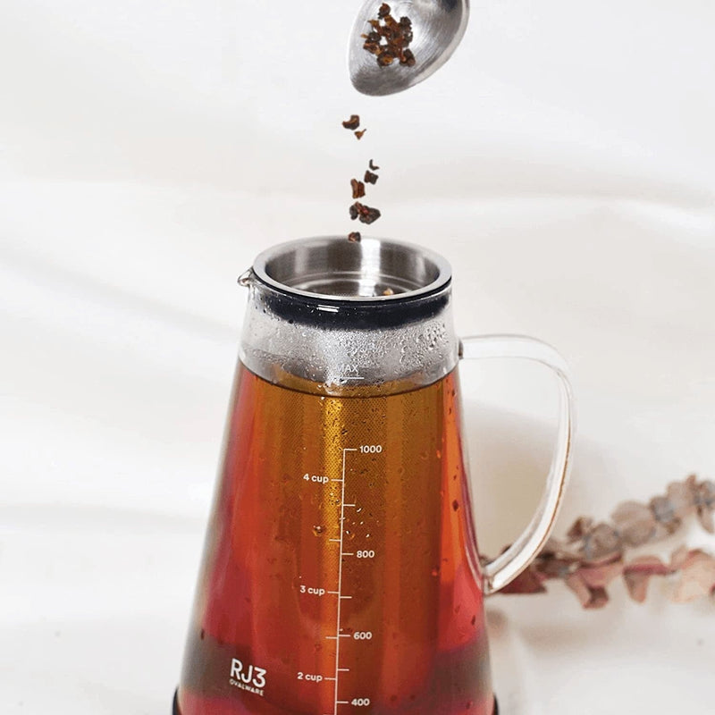 Airtight Cold Brew Iced Coffee Maker and Tea Infuser with Spout - 1.0L / 34Oz Ovalware RJ3 Brewing Glass Carafe with Removable Stainless Steel Filter - Premium  from ovalware - Just $61.03! Shop now at Handbags Specialist Headquarter