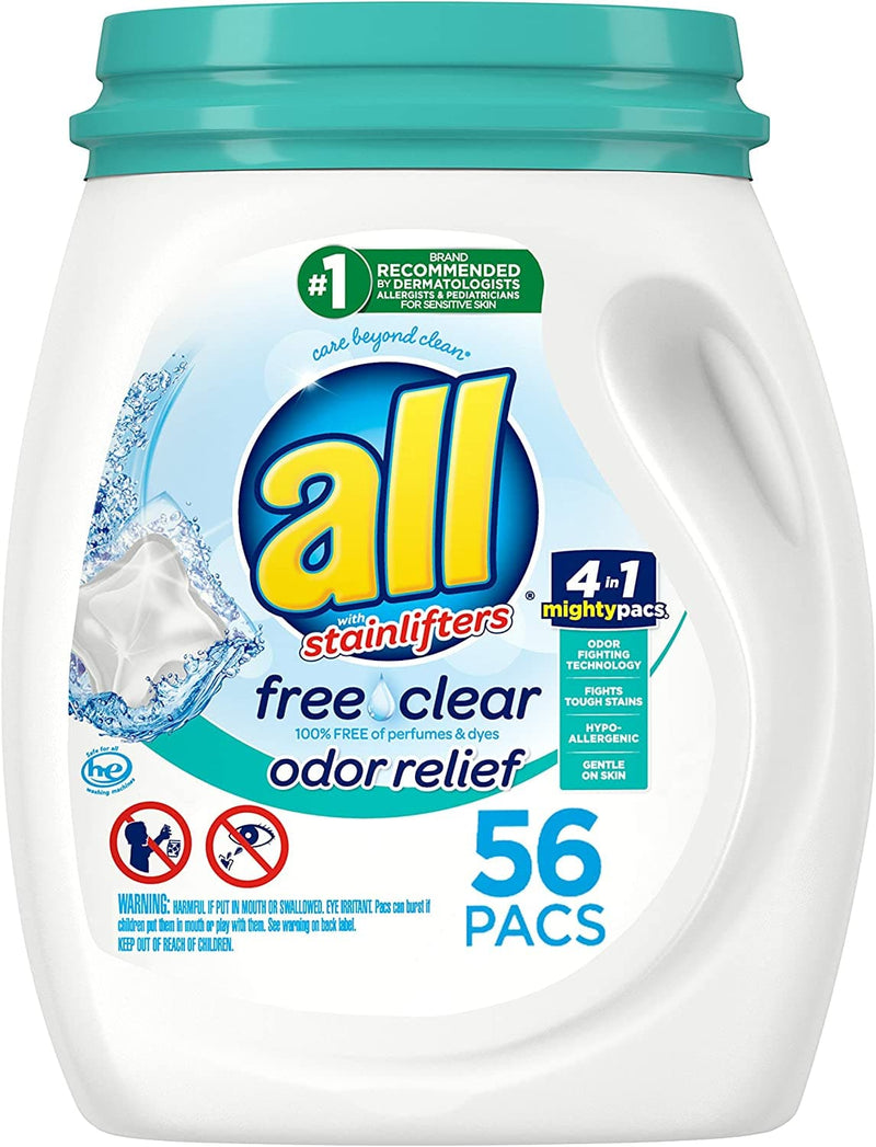 All Mighty Pacs Laundry Detergent, Free Clear Odor Relief, Tub, 56 Count (Pack of 2), 112 Total Loads - Premium Trash Bags from Visit the Sunlight Store - Just $16.99! Shop now at Handbags Specialist Headquarter
