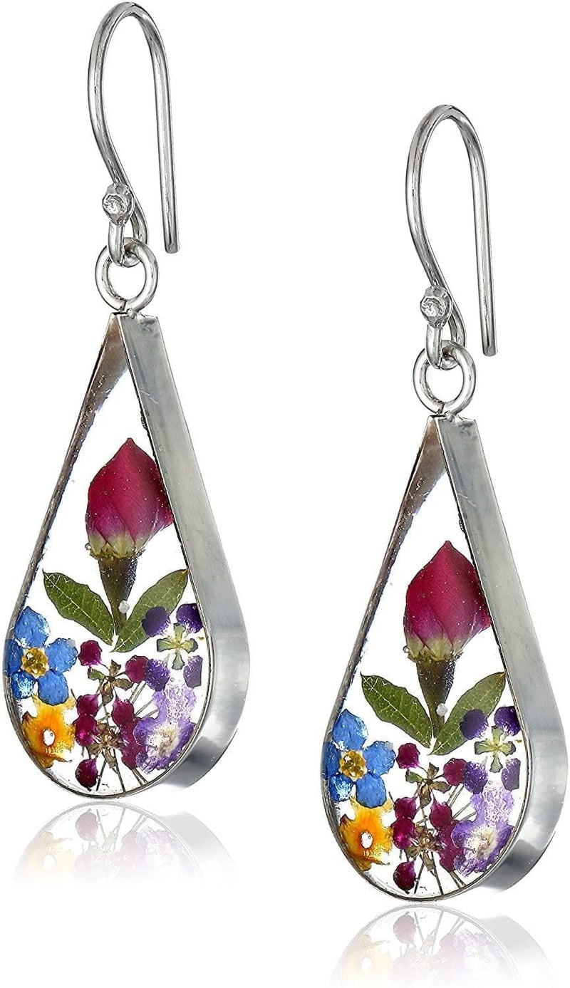 Amazon Collection Sterling Silver Pressed Flower Teardrop Earrings - Premium EARRINGS from Brand: Amazon Collection - Just $39.99! Shop now at Handbags Specialist Headquarter