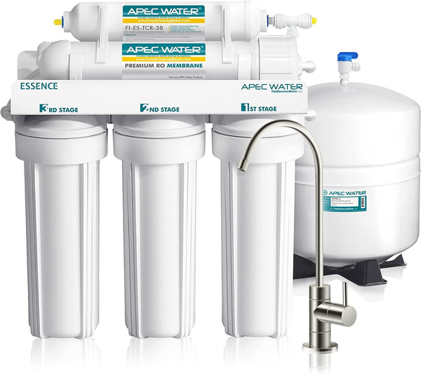 APEC Water Systems ROES-50 Essence Series Top Tier 5-Stage Certified Ultra Safe Reverse Osmosis Drinking Water Filter System , White - Handbags Specialist Headquarter