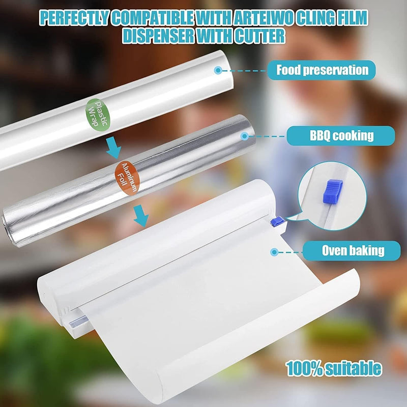 ArteiWo Plastic Wrap Roll 196 Sq Ft, Tin/Aluminum Foil Roll 164 Sq Ft, Baking/Parchment Paper Roll 65 Sq Ft, Fit ArteiWo Plastic Wrap Dispenser with Cutter - Premium Cookware, Kitchen Helpers from Visit the ArteiWo Store - Just $29.99! Shop now at Handbags Specialist Headquarter