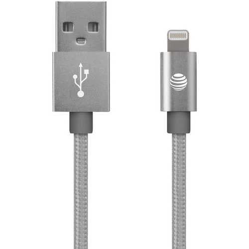At&amp;amp;t Charge &amp;amp; Sync Braided Usb To Lightning Cable&#44; 4ft (silver) (pack of 1 Ea) - Premium Adapters and Cables from AT&T(R) - Just $34.97! Shop now at Handbags Specialist Headquarter